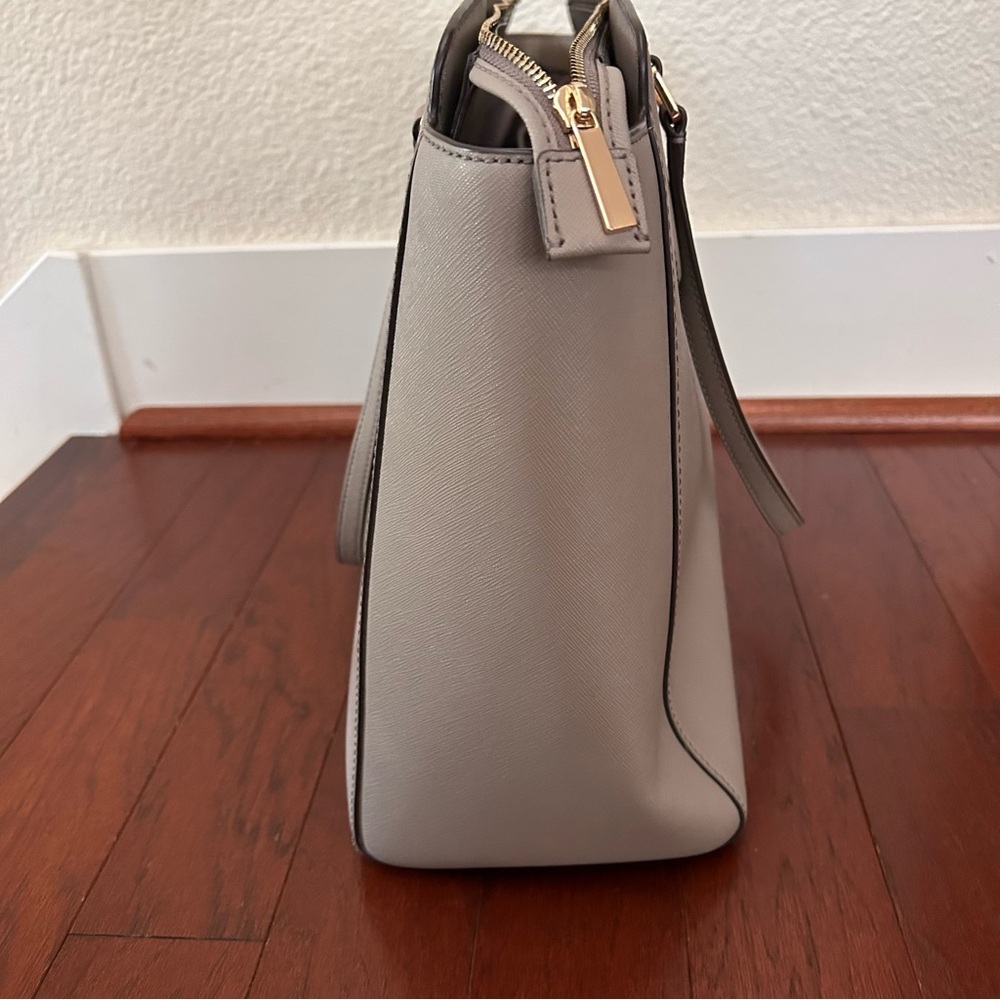 Tory Burch Triple Compartment French Gray Leather Large shopperTote Bag - Picture 4 of 14